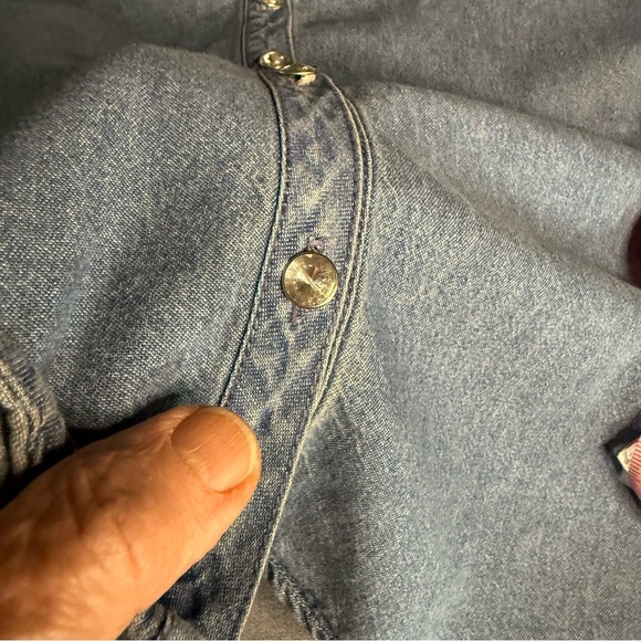 Isaac’s Designs Denim Jacket Embellished Shirt Unique USA Rhinestone Women’s 1XL - Picture 5 of 15